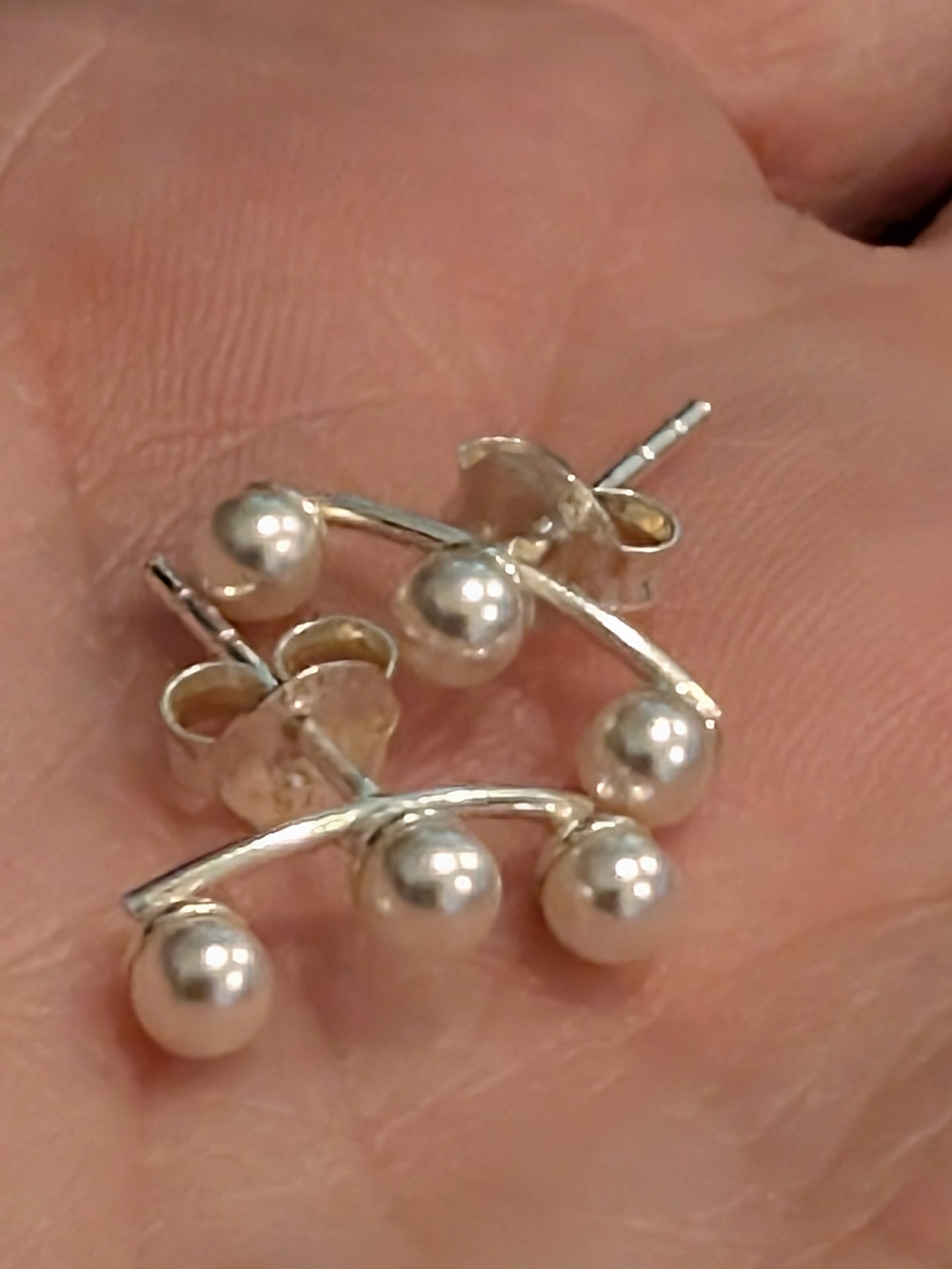 Sterling Silver Pearl Cluster Ear Climbers - Silver